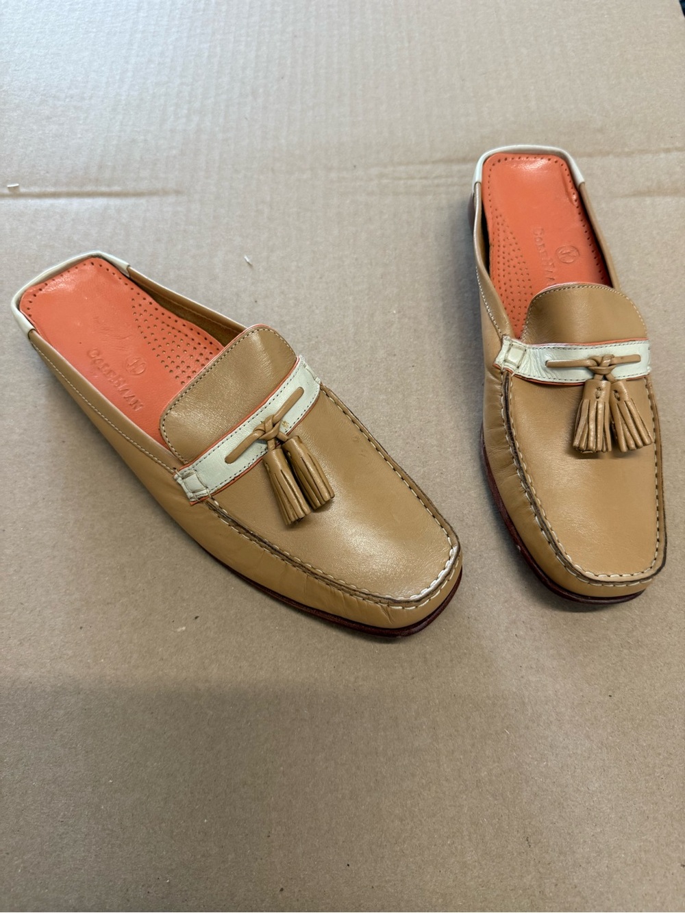 Cole Haan Leather Tassel Mule Loafers in Tan and Cream - Men
